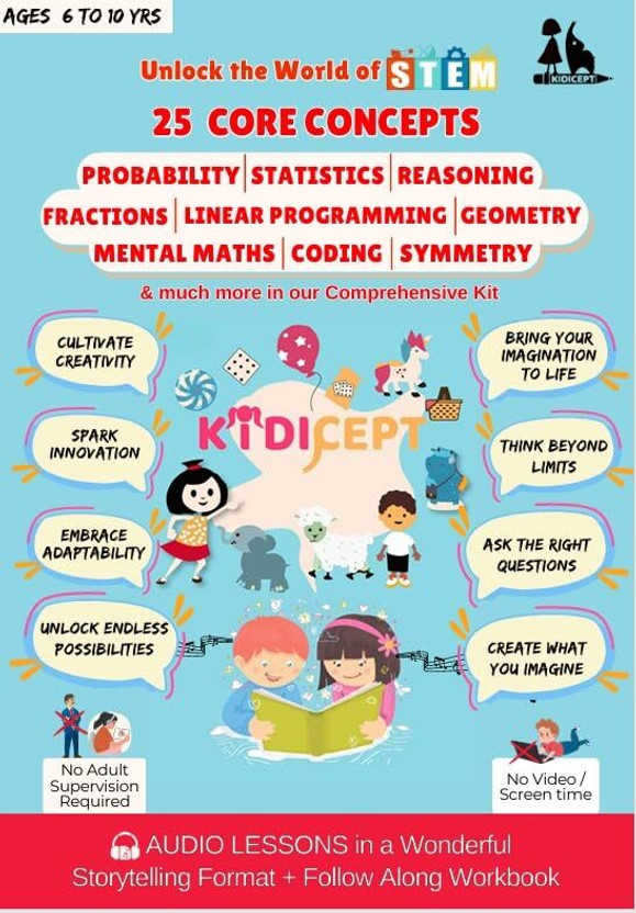 Screen Free Learning Kit For Kids | DIY STEM Toy For Maths, Coding, Logical Reasoning & Life Skills | Audio Guided Educational Gift For Ages 4-12(Paperback binding, Juily Wagle)