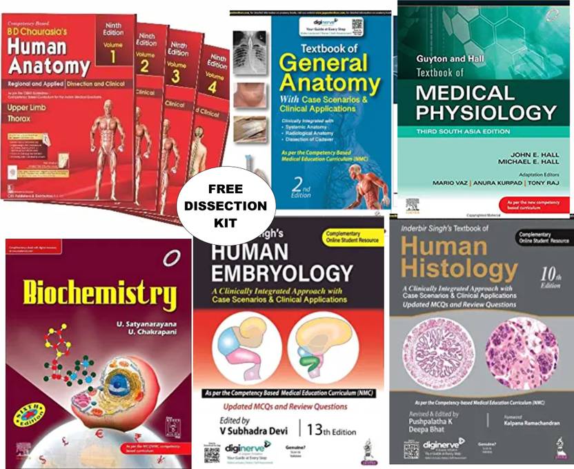 M.B.B.S 1ST Year Set With Free Dissection Kit {1 Human Anatomy (BD