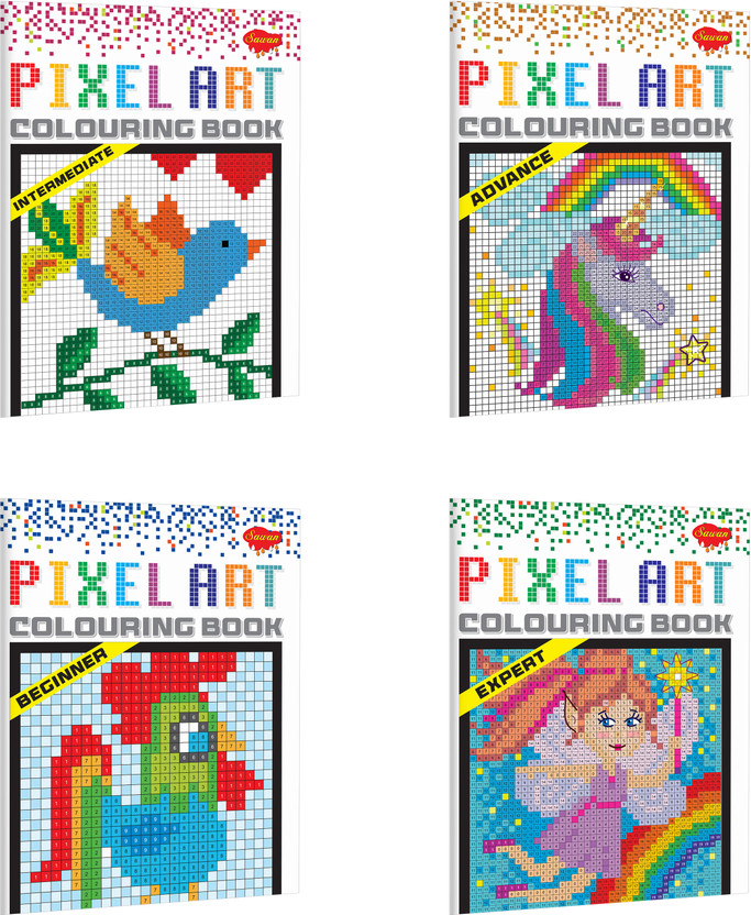 Pixel Arts Colouring Book - Beginner, Intermediate, Advance And Expert :- Creative Pixel Art Colouring Book, Mind Development Colouring Book, Skill Building Book, Pixel Art All Levels Colouring(Paperback, SAWAN)