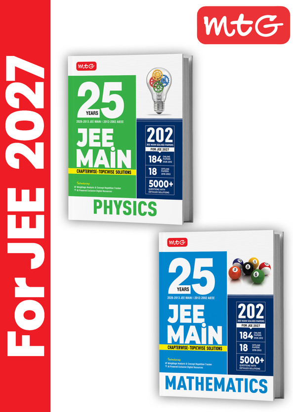 MTG MTG 25 Years (2026-2002) JEE MAIN PYQ Book | 202 Chapter-Wise Topic-Wise Previous Years Solved Papers Physics & Mathematics For 2027 Exam (Set Of 2) | Based On New Syllabus With Newly Added Weightage Analysis & Concept Repetition Tracker(Paperback, MTG Editorial Board) - Flipkart Deal