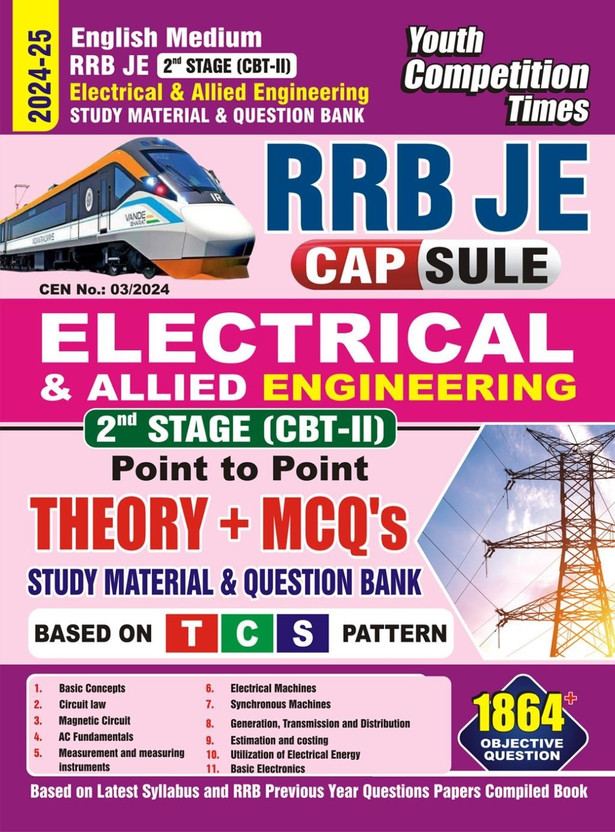 RRB RRB JE Capsule |2nd Stage (CBT-II) Electrical & Allied Engineering| Point To Point Theory + MCQ's |1864+ Objective Question| Study Material & Question Bank |Based On TCS Pattern| 2024-25|English Medium|(Paperback, YCT) - Flipkart Deal