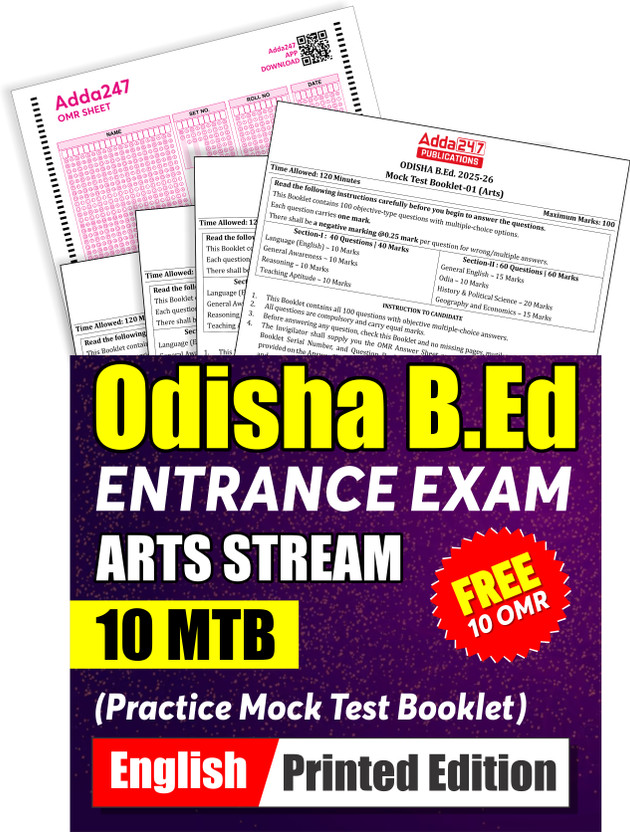 Odisha B.Ed. (Arts Stream) Entrance Exam 2026-27 |10 Practice Mock Test Booklet(Paperback, Adda247 Publications)