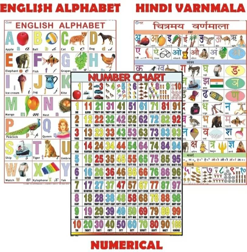 Buy Navneet Big Wall Chart Alphabet Hindi Varnamala Numbers 1 To 50