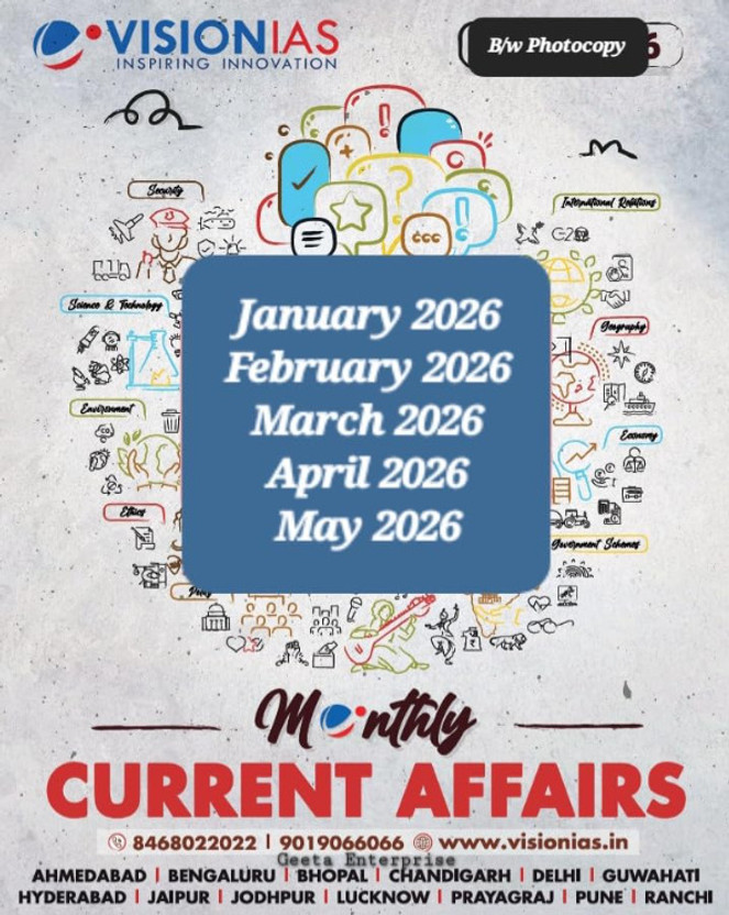 Vision IAS Monthly Current Affairs Jan-May 2026, B/W Photocopy (Monthly Current Magazine) | UPSC Preparation, 5 Months Covered, Inspiring Innovation, All Major Topics, B/W Photocopy(Paperback, vision ias)
