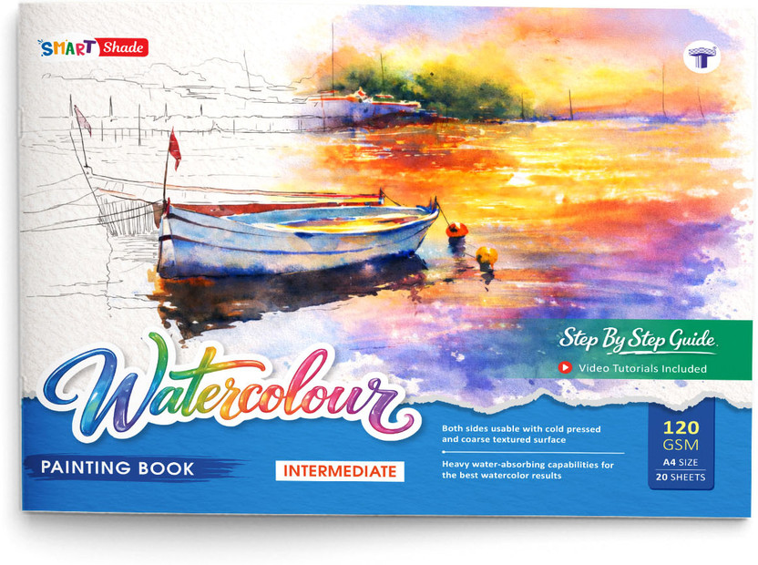 Watercolour Landscape Painting Book Intermediate Level | Step-By-Step Water & Cloud Painting Guide | 24 Watercolor Practice Drawings With QR Video Tutorials | 120 GSM Thick Paper | Art & Painting Book For Beginners & Hobby Artists(Paperback, Target Learning Ventures Pvt.Ltd.)