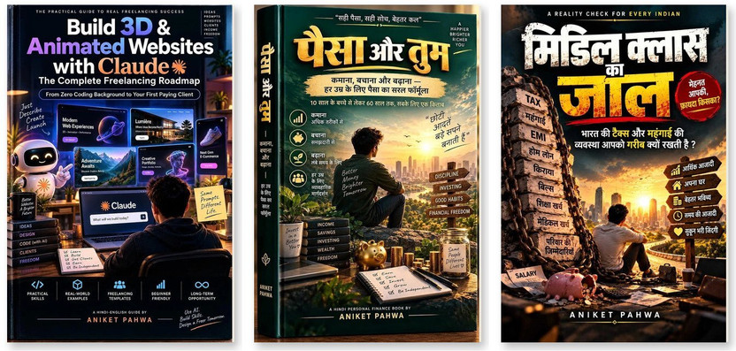 Build 3D & Animated Websites With Claude + Paisa Aur Tum + Middle Class Ka Jaal (पैसा और तुम + मिडिल क्लास का जाल) | Freelancing & Earning Books Combo | Set Of 3 Books(Paperback, Hindi, Aniket Pahwa)