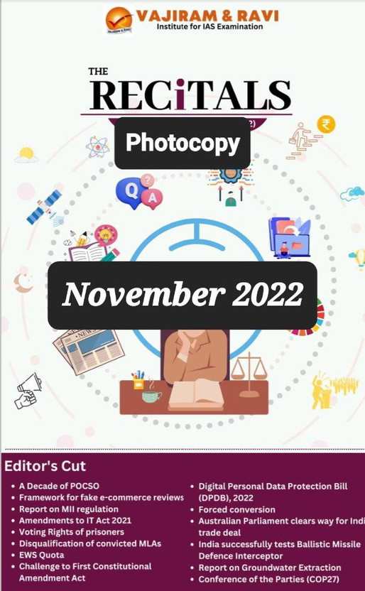 Vajiram And Ravi Current Affairs November 2022 Photocopy(Staple Bound, Vajiram And Ravi)