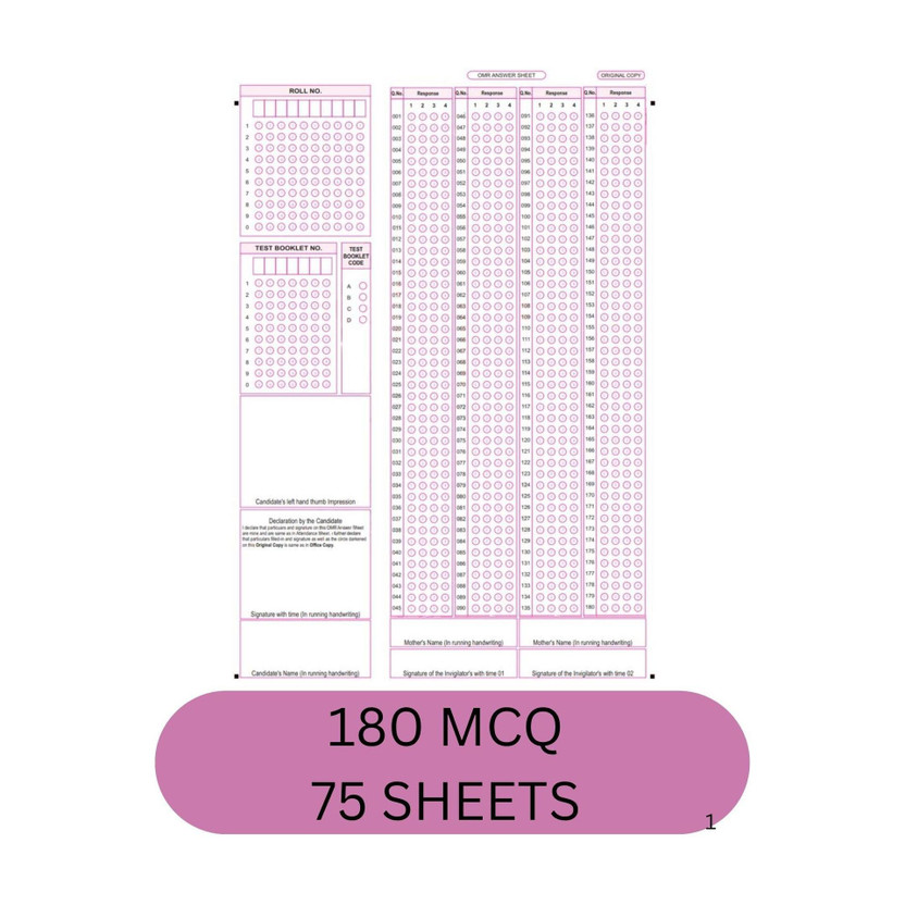 OMR Sheets For Practise NEET Exam 2026, 180 MCQ 75 SHEETS With NTA Latest NMC Pattern, Mock Test Practice & Exam Preparation-Pack Of 75 Sheets(Paperback, PUVI EXPERT)