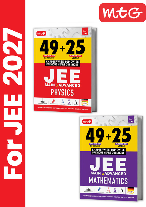 MTG MTG 49 + 25 Years (2026-2002) JEE Main And Advanced (2026-1978) PYQ Book Physics & Mathematics (Set Of 2) | Chapter-Wise Topic-Wise Solved Papers With Free Smart Book For 2027 Exam(Paperback, MTG Editorial Board) - Flipkart Deal