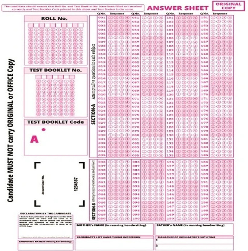 OMR Practice Sheets For Competitive Exams – 200 MCQ’s A4 Size, 50 LOSSE Sheet/50 PAGES (For NEET JEE UPSC MPSC GATE JNV PSC RPSC TNPSC Etc (Paperback, OMR SHEET FOR NEET)(Paperback, PUVI EXPERT)