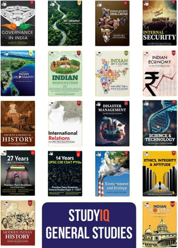 UPSC Books Combo| History, Geography, Polity, Economy, PYQ, Art, Science And Other Books, Civil Services Exam Prep Study Material (Set Of 18 Books) UPSC CSE, State Administrative Exams 2026(Paperback, StudyIQ Publications)