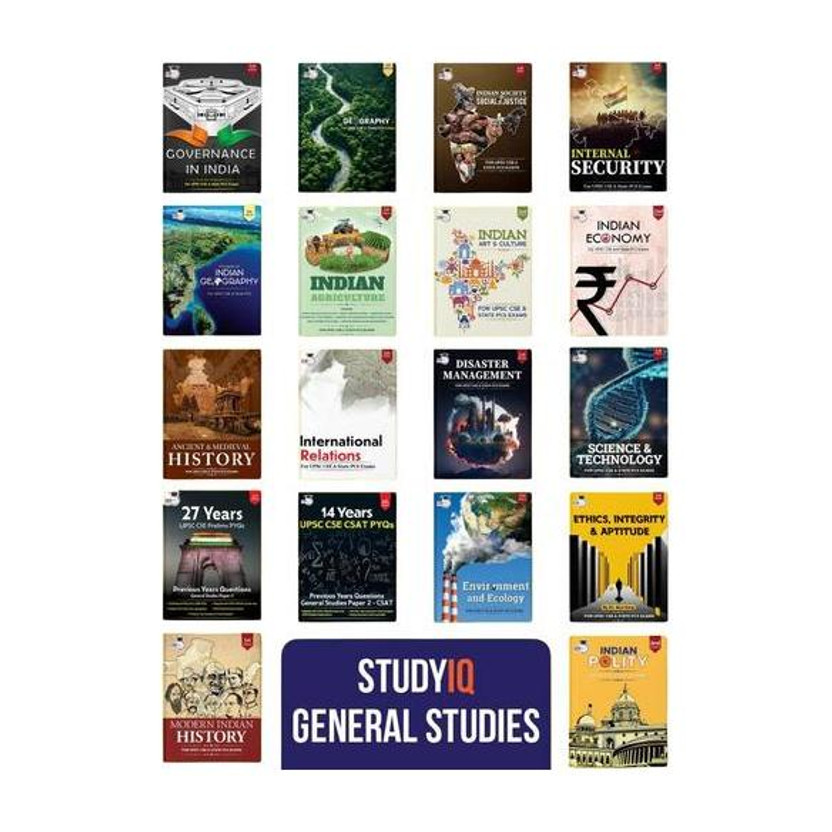 UPSC Books Combo| History, Geography, Polity, Economy, PYQ, Art, Science And Other Books, Civil Services Exam Prep Study Material (Set Of 18 Books) UPSC CSE, State Administrative Exams 2026(Paperback, StudyIQ Publications)