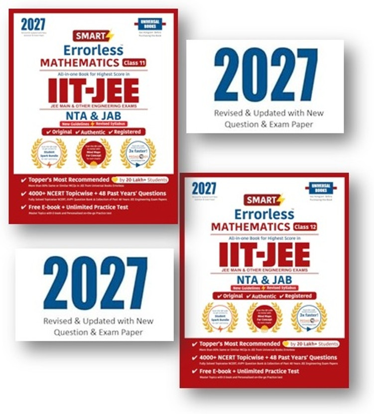 Smart Smart Errorless Mathematics (2 Books Set) Class 11+12 ,IIT-JEE 2027 – NCERT Based | 4000+ Topicwise Questions | 48 Years JEE Main Papers | NTA & JAB Revised Syllabus | ... Unlimited Practice Test - Universal Books(Paperback, Universal Books) - Flipkart Deal