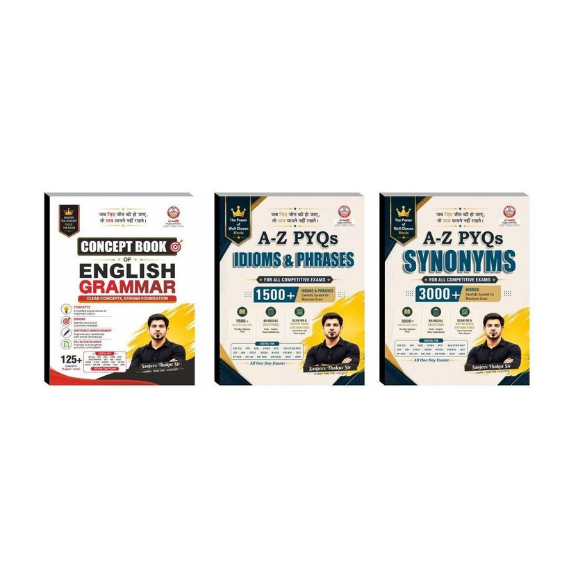 Concept Concept Book Of English Grammer And A To Z PYQ Synonyms & A To Z PYQ Idiom Phrase Combo Books By Ankit Bhati Sir & Sanjeev Thakur Sir RWA(Paperback, Ankit Bhati, Sanjeev Thakur) - Flipkart Deal