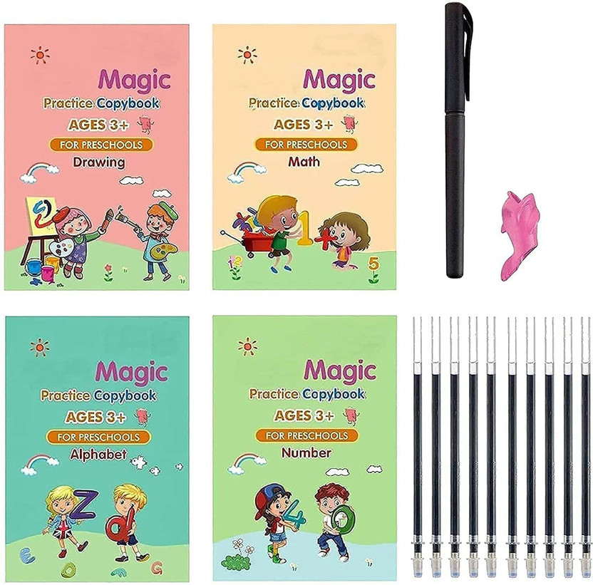 AKSHARAHANT Reusable 4 PCS Practice Copybook for Kids Handwriting In English