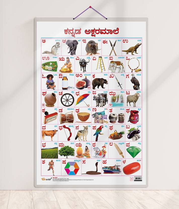 Kannada Alphabet Hard Laminated Educational Chart By GO WOO Buy