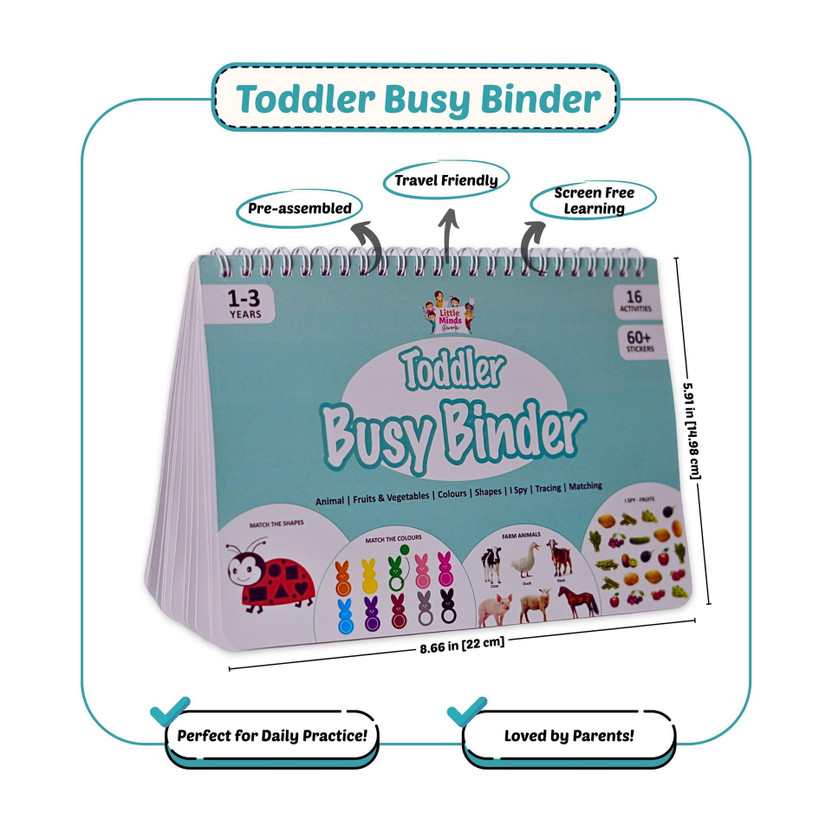 Little Little Minds At Work Toddler Busy Binder Activity Book For Kids 1 - 4 Years | 16 Reusable Early Learning Preschool Montessori Activities | Travel-Friendly, Screen-Free Educational Toy(Activity Book, Little Minds at Work) - Flipkart Deal