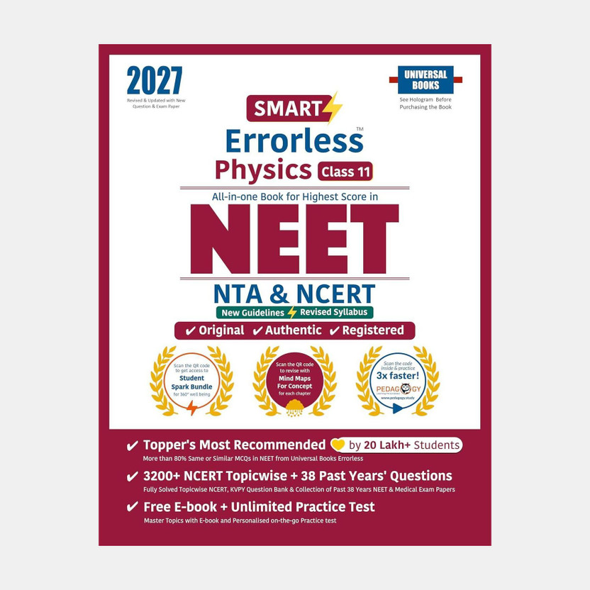 Smart Smart Errorless Physics NEET Class 11 (2027) - NCERT Based | 3200+ Topicwise & New Pattern Questions | 38 Past Years Papers | Revised Syllabus | Free E-Book, Unlimited Practice Test - Universal Books(Universal Books, Universal Books NEET EXPEART TEAM) - Flipkart Deal