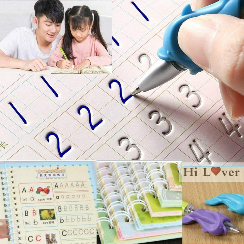 Onshhm New Smart Learning Magic book Set Practical Writing Tool (4 Books + 5 Refill)(Multicolor)