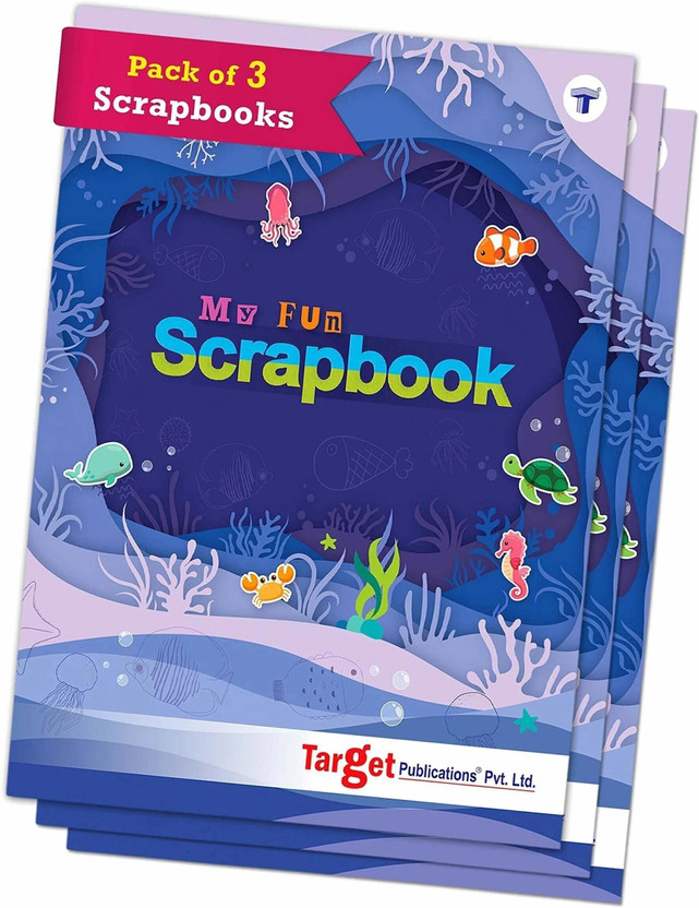 Scrapbooks For Kids | A4 Size Scrapbook | 32 Pages | Colorful Scrapbook Paper For Birthday, School, Home | Set Of 3 Scrap Books(Paperback, Woodsnipe)