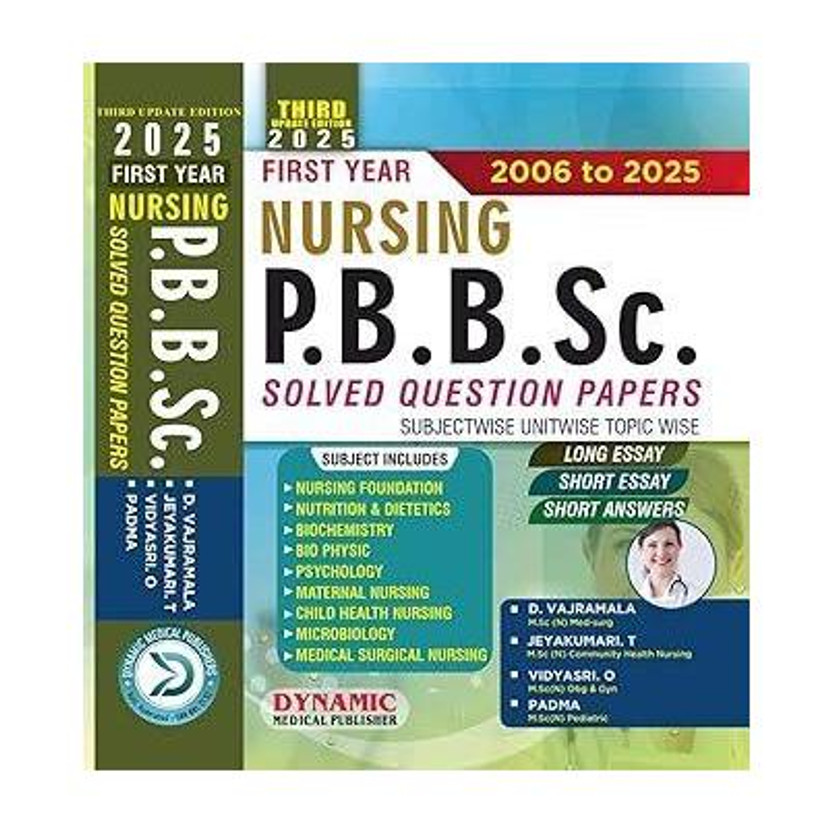Nursing P.b.b.sc Solved Question Paper First Year ( 2006 TO 2023 ) - Post Basic Bsc Nursing 1st Year Books(Paperback, D.VAJRAMALA, JEYAKUMARI, VIDYASRI, PADMA)