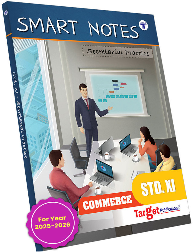 Std 11 Secretarial Practice Book | Smart Notes | FYJC SP Guide | Commerce | Maharashtra State Board | Based On Std 11th New Syllabus | Also Includes Smart Codes And Smart Recaps For Easy Learning And QR Codes For Reference Content(Paperback, Targate Publications)