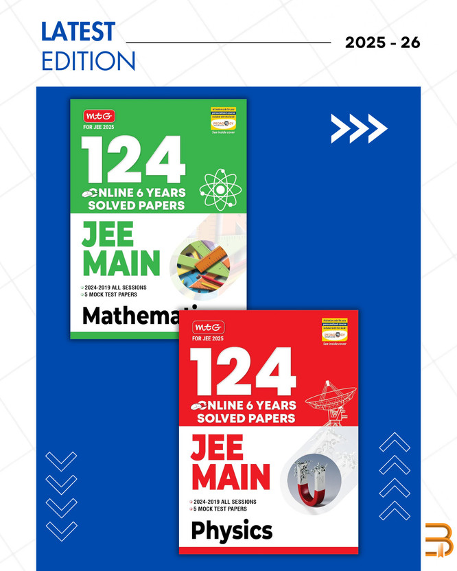 124 JEE Main Physics And Mathematics (Set Of 2) Online (2024-2019 All Session) 6 Previous Years Solved Papers (PYQ) For 2025 Exam | Get Free Access Of Smart Book With 5 Mock Test Paper(Paperback, MTG Editorial Board (Author))