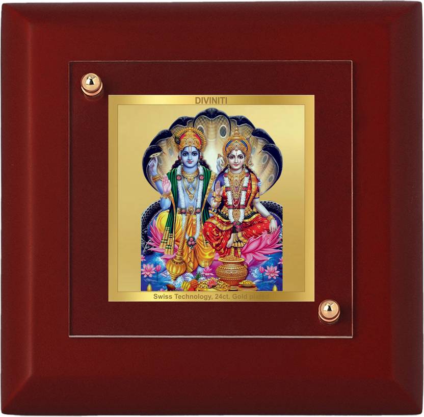 DIVINITI Vishnu Lakshmi Gold Plated Wall Photo FrameMDF 1A 24K Gold