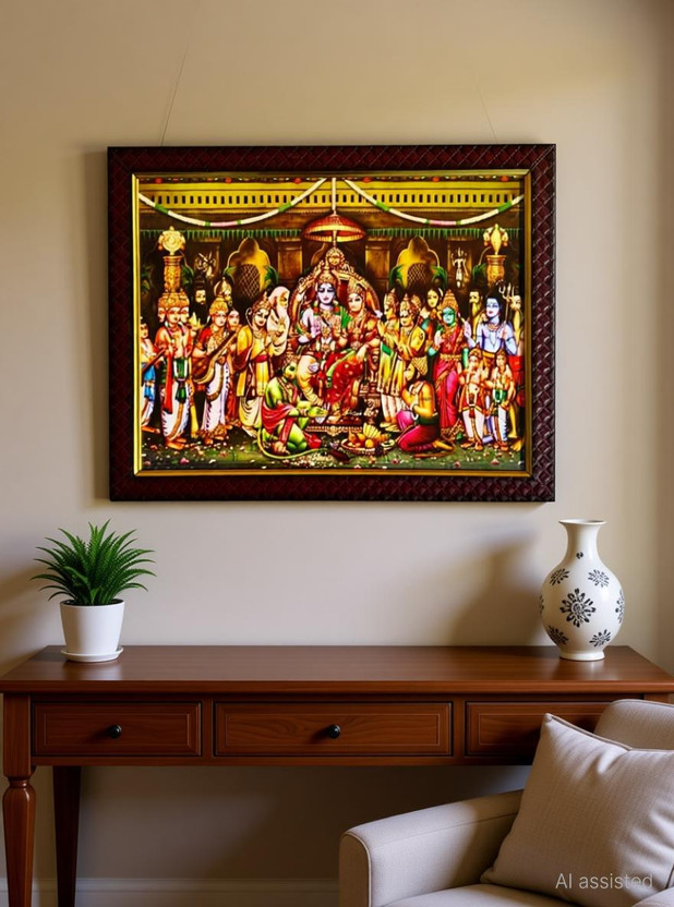 TPT TPT Ram Darbar Parivar Family | Ram Pattabhishekam | Sita Ram Kalyanam | 10x13 Inch Religious Frame - Flipkart Deal