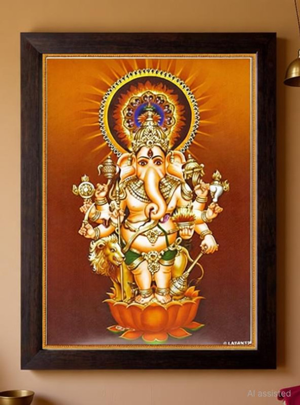 SAI SAI BALAJI ACRALICS Drishti Ganesha/Ganapathi wall hanging Painting Digital Reprint 14 inch x 10 inch Painting(With Frame) - Flipkart Deal