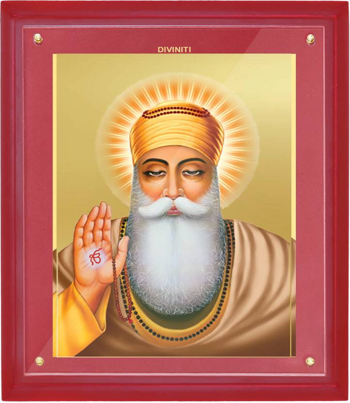 DIVINITI Guru Nanak Gold Plated Wall Photo Frame Table DécorMDF 4, 24K