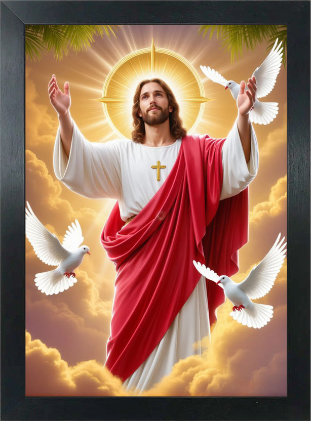 GAYATRIGRAPHICS Jesus Christ (Ishumasiḥ) Premium Photo Frame | Christian Wall Décor Religious Frame