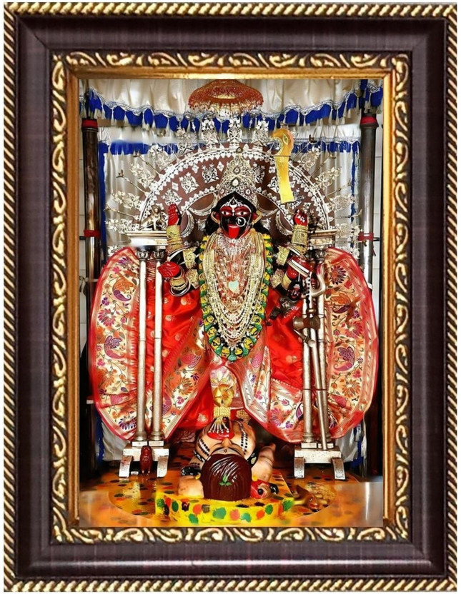 HitechMart Dakhineswar Ma Kaali Digital Print Photo 6.7x8.7 inches Religious Frame