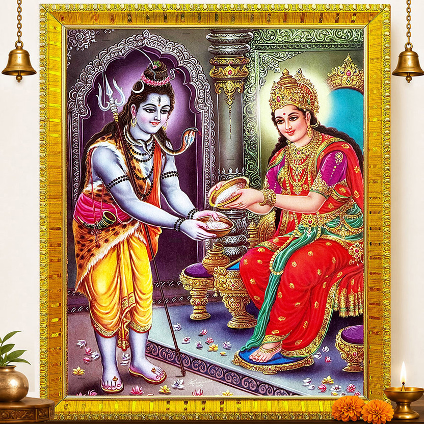 koshtak koshtak God Shiv & Maa Annapurna Photo Frame With Lamination For Puja Room/Wall Hanging Religious Frame - Flipkart Deal
