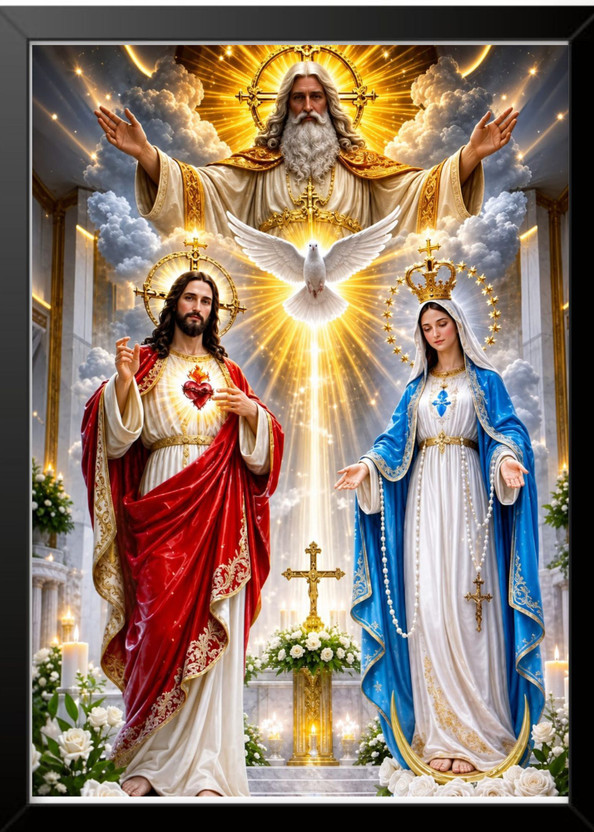 AkritiFrame Jesus Christ Photo Frame, Mother Mary Wall Art, Christian Religious Frame A4size Religious Frame