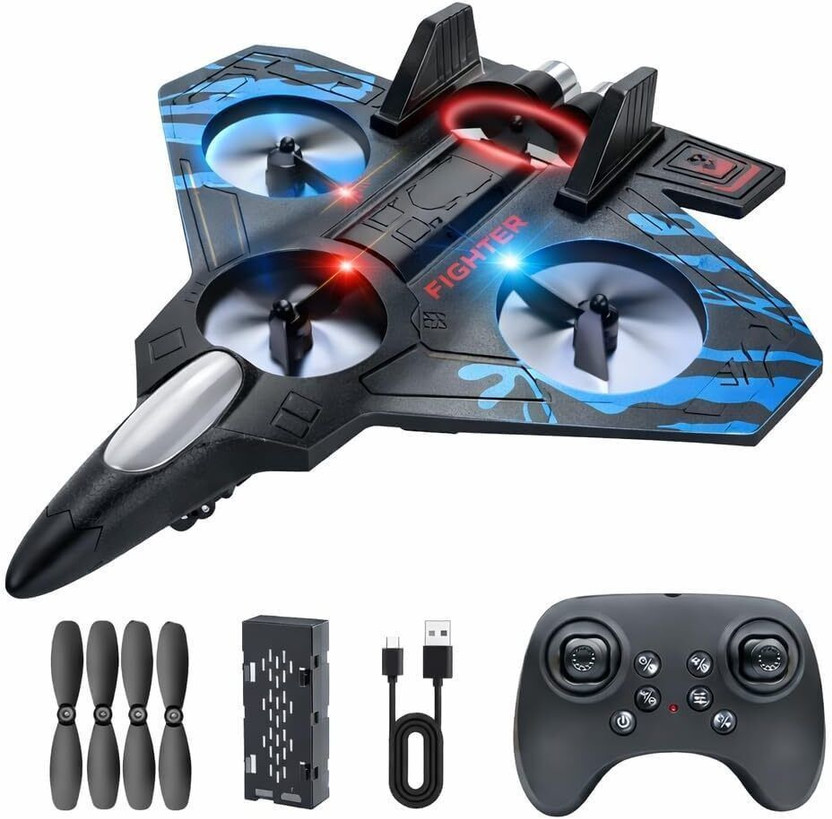 SCOOB Remote Control Fighter Jet RC Airplane for Kids & Adults with LED Lights(Black)