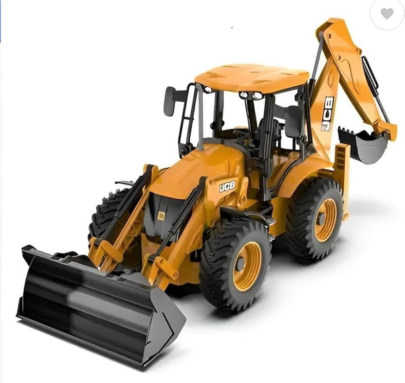 Yuven JCB Backhoe Loader Toy | Realistic Construction Vehicle with Moving Parts(Yellow)