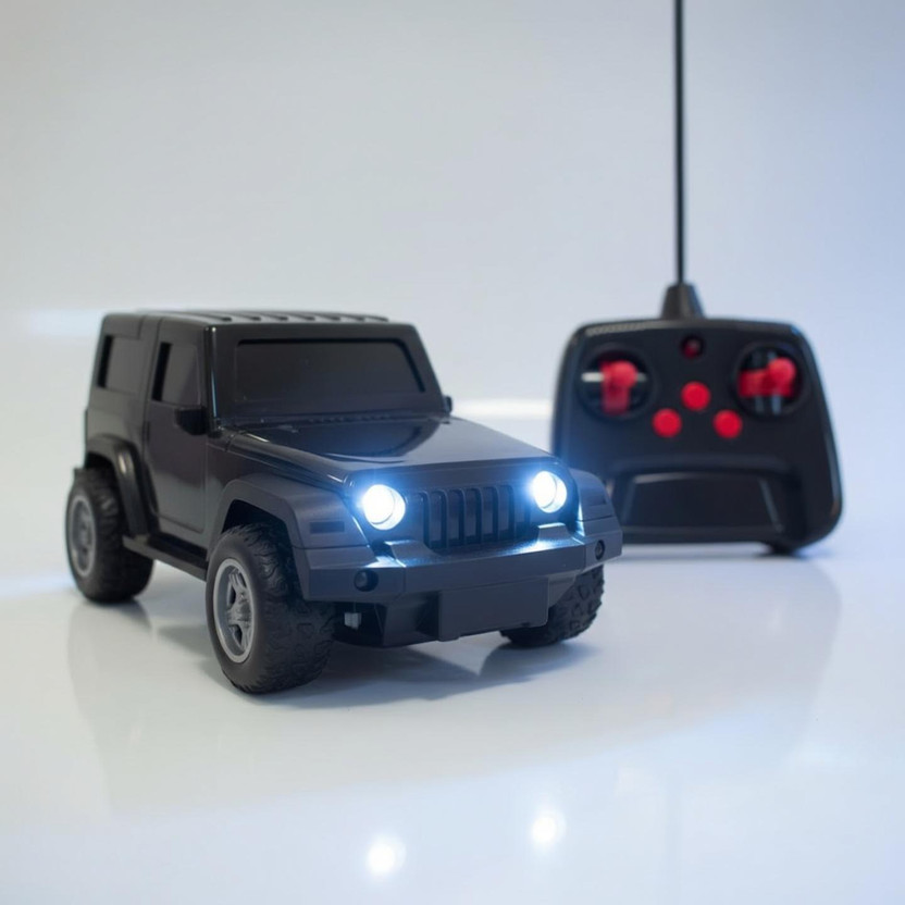BAIRNINO Musical Thar Remote Control Car with Auto Drive Function & Glowing Headlights(Black)