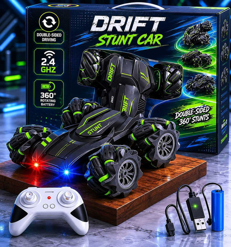 ZUNBELLA 4X4 Remote Control Stunt Car 360° Rotating Dual Sided Climbing High-Speed Car(Multicolor)