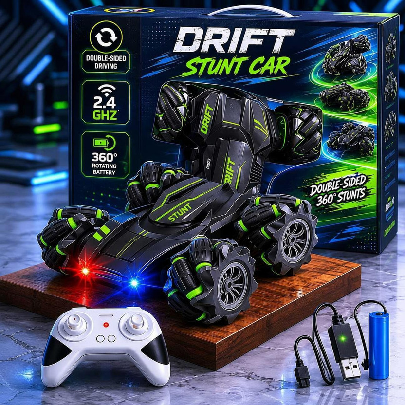 ZUNBELLA 4X4 Remote Control Stunt Car 360° Rotating Dual Sided Climbing High-Speed Car(Multicolor)