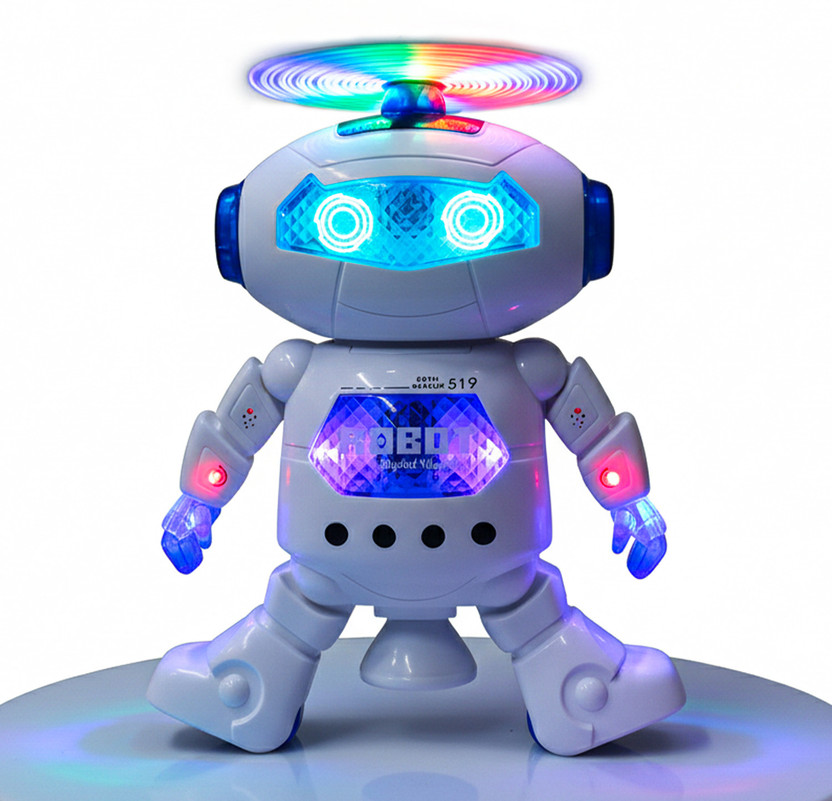 twist n turn Dancing robot toy for kids boys girls with 3D Light, Music, birthday gift(White, Blue)