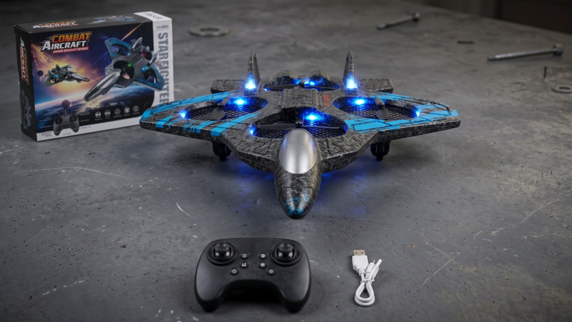 VIYOME RC Combat Starfighter Jet Airplane with Glowing LED Lights & USB Toy(Multicolor)