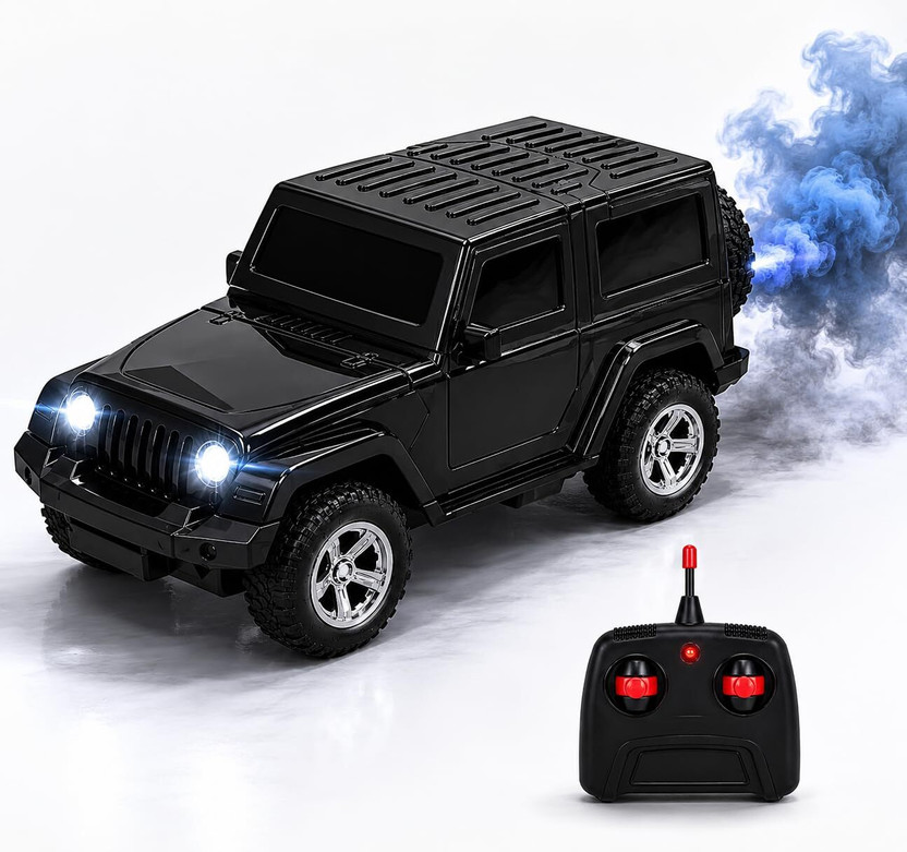 JoyAura Remote Control Thar Car Rechargeable Musical Car Best Gift for Kids(Black)