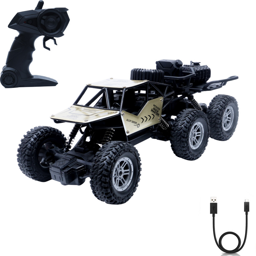 Wonder 6×6 Smoke RC Rock Crawler for Kids (3–8Y) | Rechargeable Off-Road Car(Golden)