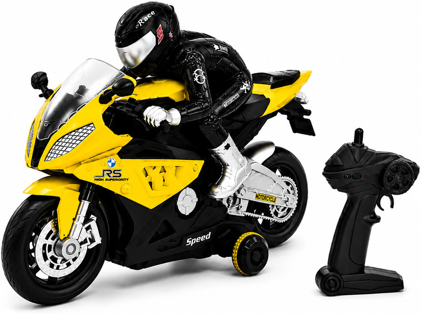 Braintastic 2.4GHz RC Spray Motorbike with Smoke, LED Lights & Music for Kids 4+ Years(Yellow)