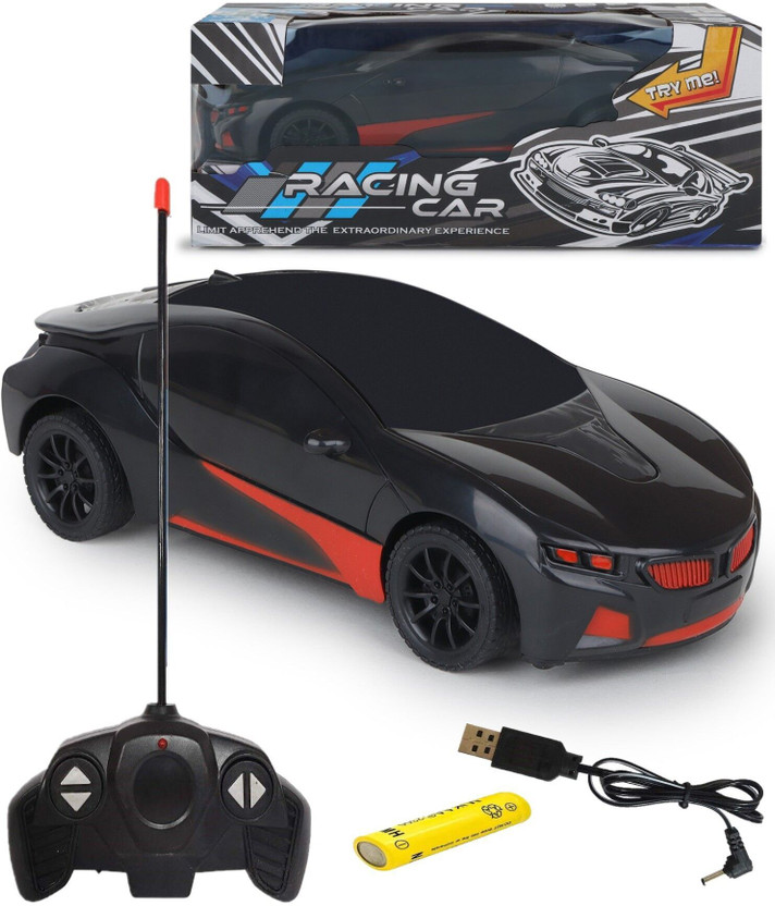 CADDLE & TOES Remote Control Toy Car Electric Chargeable 3D Lightning (Royal Black)(Black)