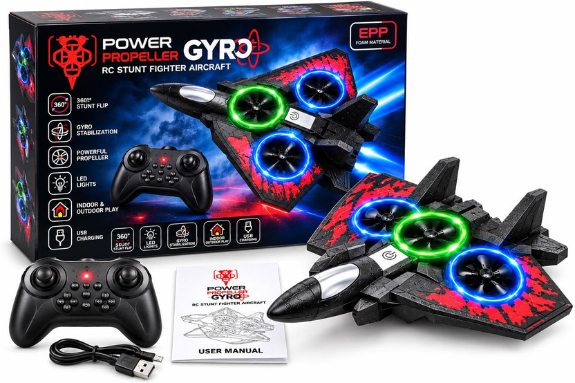 Sita Power Propeller Gyro RC Stunt Fighter Aircraft Toy Jet(Multicolor)