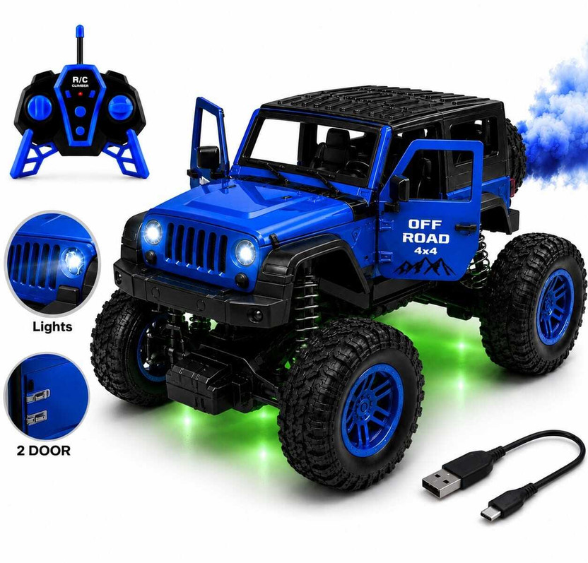 ZUNBELLA Remote Control Car with Mist Spray Action Flashing Lights Rechargeable RC(Multicolor)