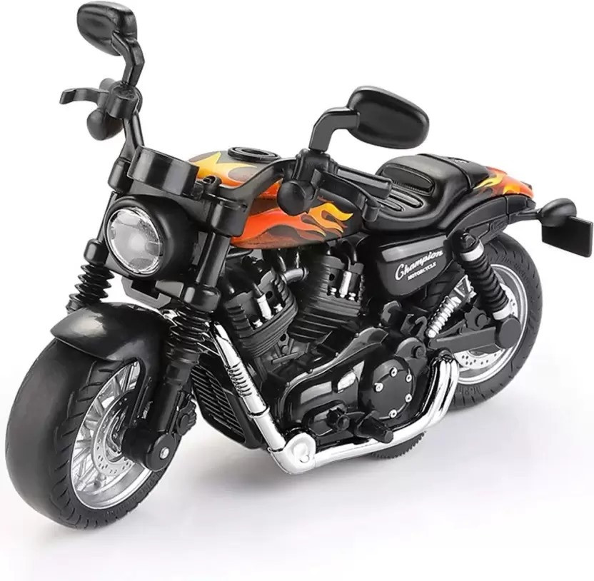 Storex Die-Cast Metal 1:14 Scale Cruiser Motorcycle with Moving Handle(Pull Back Action, Red)