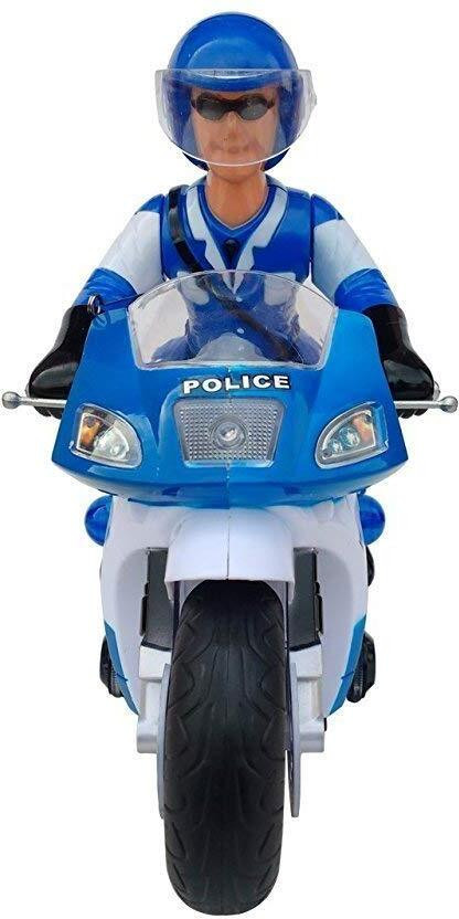 Patly Police Remote Control Motorcycle Rotates 360 Degree for Kids RC Bike Gift Toy(Blue)